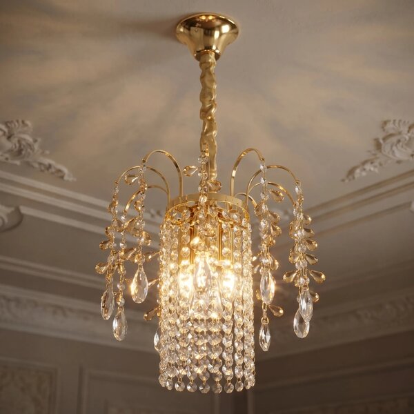 Toolight Křišťálové závěsné osvětlení SWE090-CP 30cm zlaté