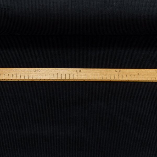 Manšestr bavlněný elastický MR1112-690, jednobarevný černý, š.150cm (látka v metráži)