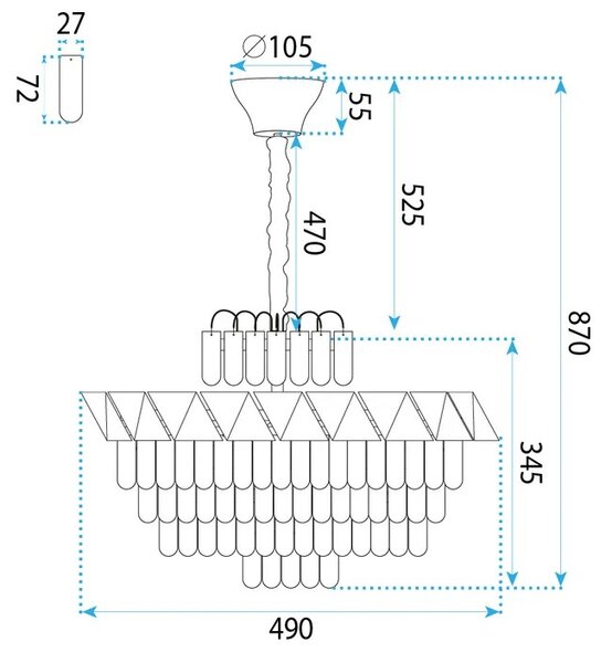 Toolight Křišťálové závěsné osvětlení SWE076-CP 50cm zlaté