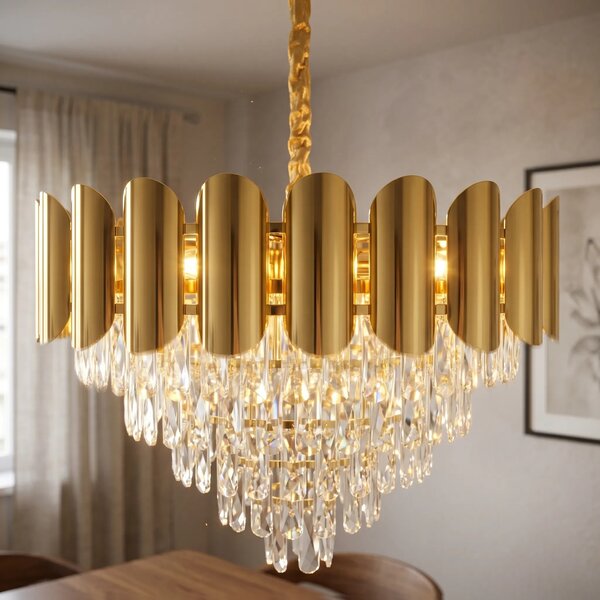 Toolight Křišťálové závěsné osvětlení SWE100-CP 60cm zlaté