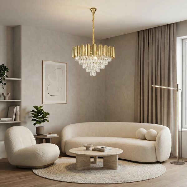 Toolight Křišťálové závěsné osvětlení SWE100-CP 60cm zlaté