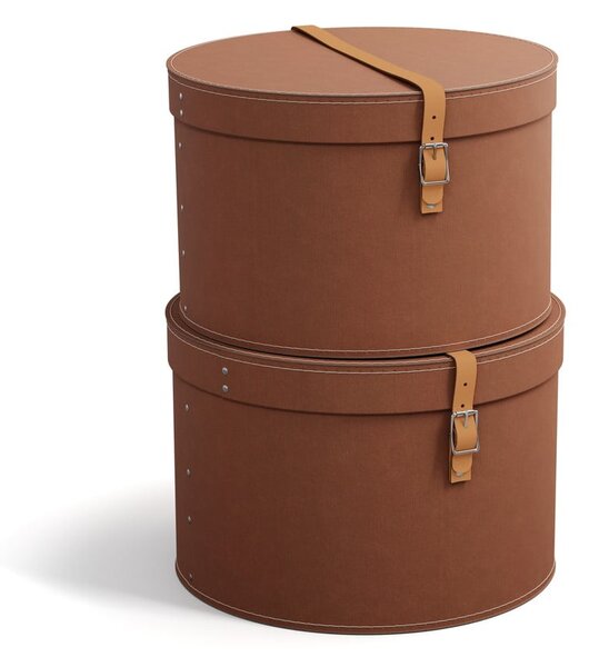 Hnědé kartonové úložné boxy v sadě 2 ks s víkem ø 37,5x25 cm Rut Restore Paper Laminate – Bigso