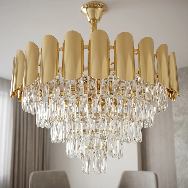 Toolight Křišťálové závěsné osvětlení SWE100-CP 60cm zlaté