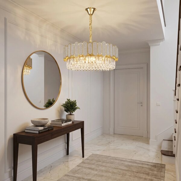 Toolight Křišťálové závěsné osvětlení SWE107-CP 50cm zlaté