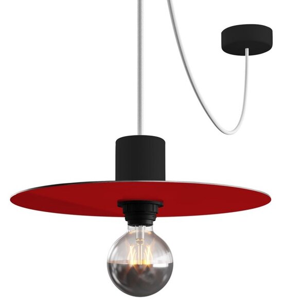 Creative cables Mini ellepì 'Solid Color' ploché stínidlo pro závěsné i nástěnné lampy a světelné řetězy, ⌀ 24 cm Barva komponentu: Červená lesk-červená mat