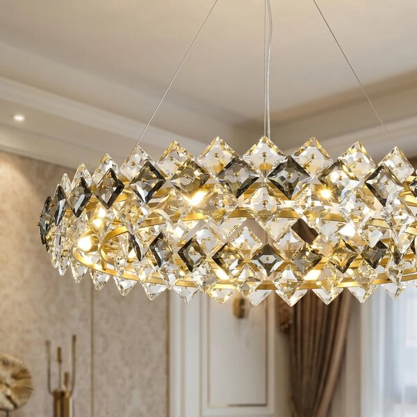 Toolight Křišťálové závěsné osvětlení SWE094-CP 60cm zlaté