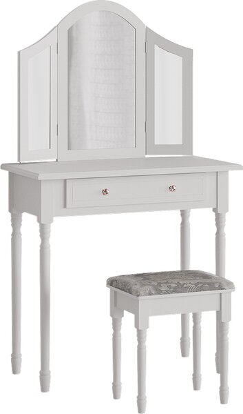 Toaletní stolek Vicco Kate Bílá 80 cm se zrcadlem a stoličkou, Model 39552