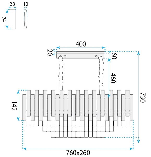 Toolight Křišťálové závěsné osvětlení SWE105-CP zlaté