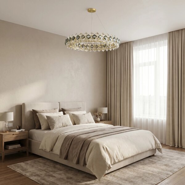 Toolight Křišťálové závěsné osvětlení SWE094-CP 60cm zlaté