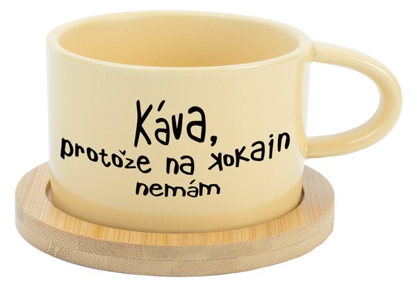 KÁVA, PROTOŽE NA KOKAIN NEMÁM - žlutý hrníček makronka 200 ml