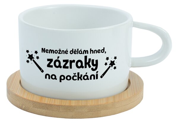 NEMOŽNÉ DĚLÁM HNED, ZÁZRAKY NA POČKÁNÍ - bílý hrníček makronka 200 ml