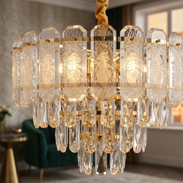 Toolight Křišťálové závěsné osvětlení SWE088-CP 40cm zlaté