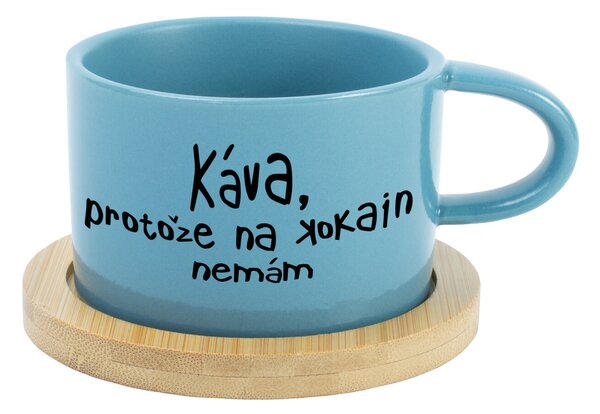 KÁVA, PROTOŽE NA KOKAIN NEMÁM - modrý hrníček makronka 200 ml