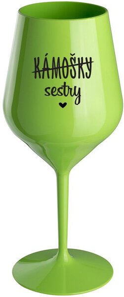 KÁMOŠKY - SESTRY - zelená nerozbitná sklenice na víno 470 ml