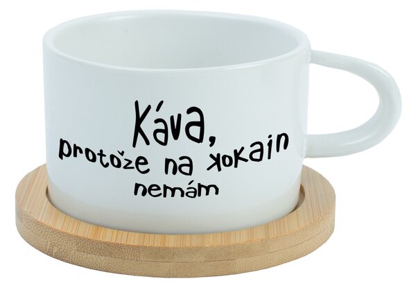 KÁVA, PROTOŽE NA KOKAIN NEMÁM - bílý hrníček makronka 200 ml