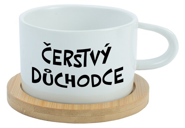 ČERSTVÝ DŮCHODCE - bílý hrníček makronka 200 ml