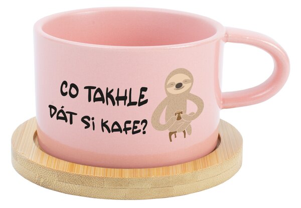 CO TAKHLE DÁT SI KAFE? - růžový hrníček makronka 200 ml