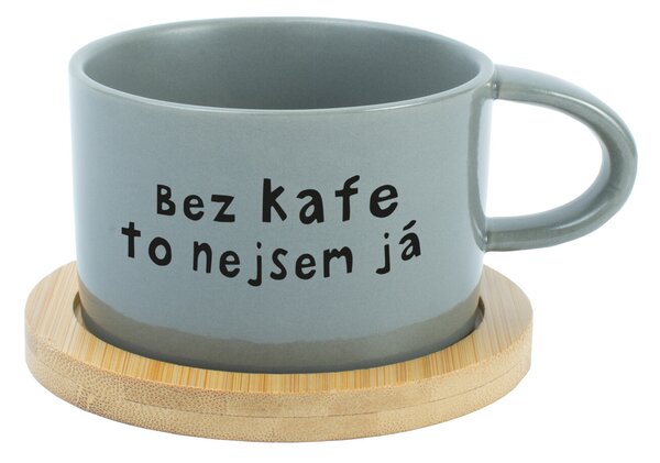 BEZ KAFE TO NEJSEM JÁ - šedý hrníček makronka 200 ml