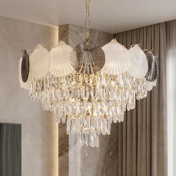 Toolight Křišťálové závěsné osvětlení SWE084-CP 60cm zlaté