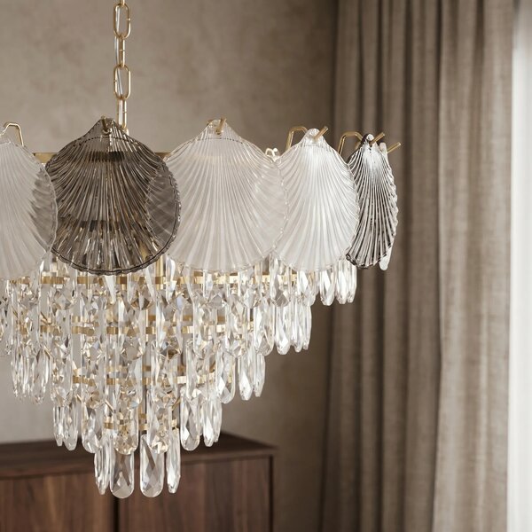 Toolight Křišťálové závěsné osvětlení SWE084-CP 60cm zlaté