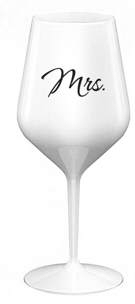 MRS. - bílá nerozbitná sklenice na víno 470 ml
