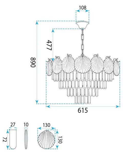 Toolight Křišťálové závěsné osvětlení SWE084-CP 60cm zlaté