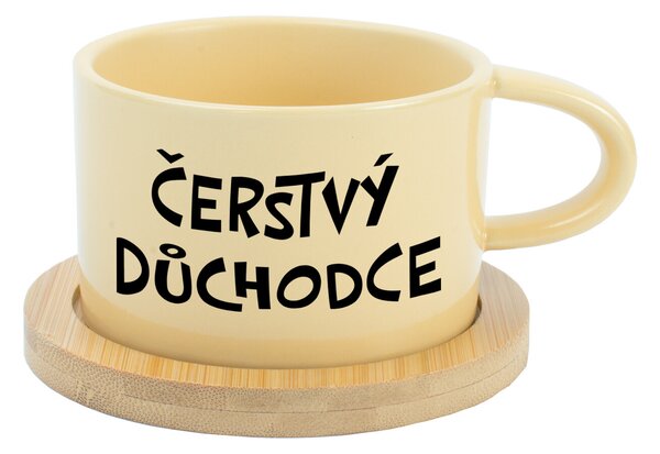ČERSTVÝ DŮCHODCE - žlutý hrníček makronka 200 ml