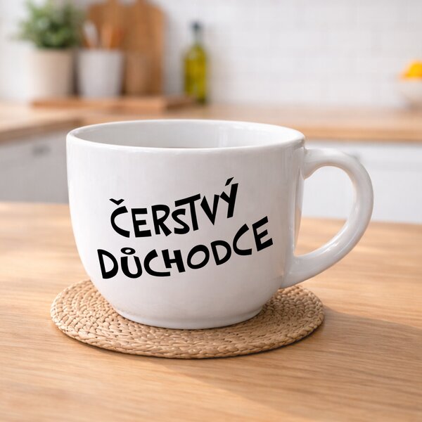 ČERSTVÝ DŮCHODCE - MEGA XXL keramický hrnek 1000 ml