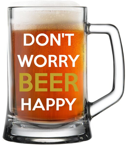 DON'T WORRY BEER HAPPY - pivní sklenice 0,5 l