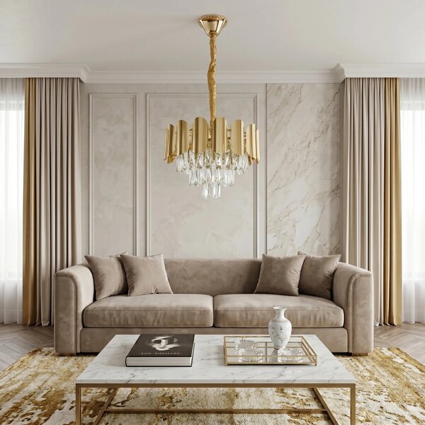 Toolight Křišťálové závěsné osvětlení SWE099-CP 40cm zlaté