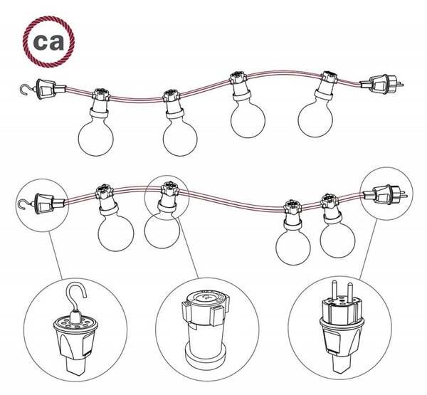 Creative cables Černá schuko zástrčka pro světelný řetěz