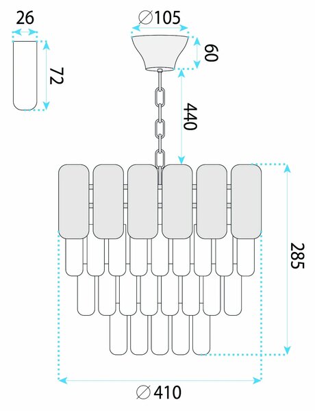 Toolight Křišťálové závěsné osvětlení SWE099-CP 40cm zlaté