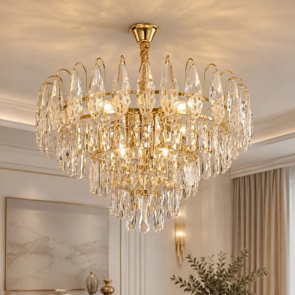 Toolight Křišťálové závěsné osvětlení SWE080-CP 50cm zlaté