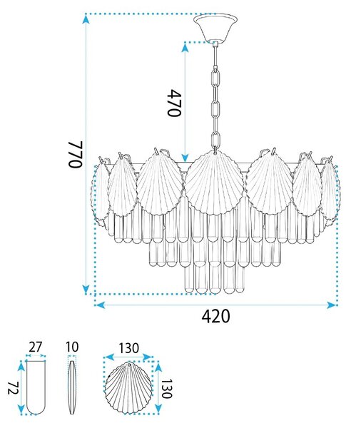 Toolight Křišťálové závěsné osvětlení SWE083-CP 40cm zlaté