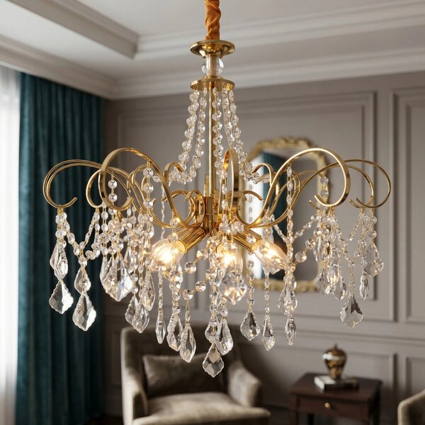 Toolight Křišťálové závěsné osvětlení SWE081-CP 60cm zlaté