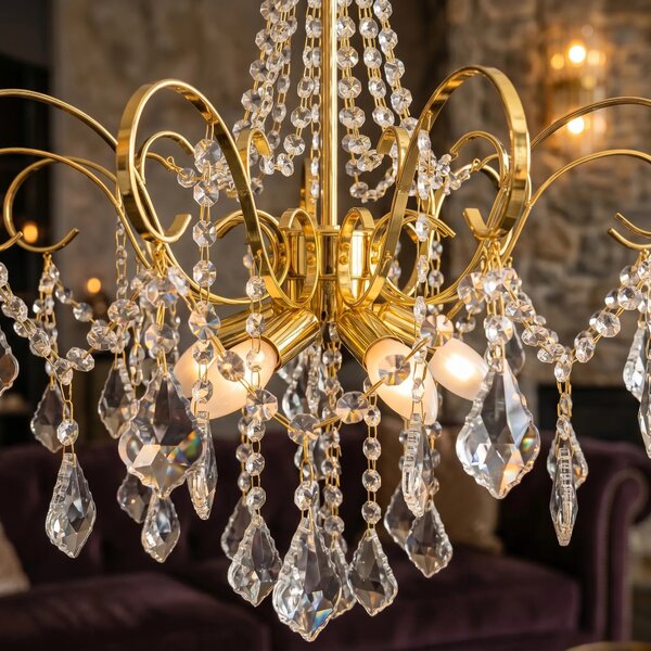 Toolight Křišťálové závěsné osvětlení SWE081-CP 60cm zlaté