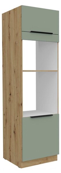 Kondela Skříňka na vestavnou troubu a mikrovlnnou troubu Arsany 60 DPM-210 2F - aquamarine / dub artisan