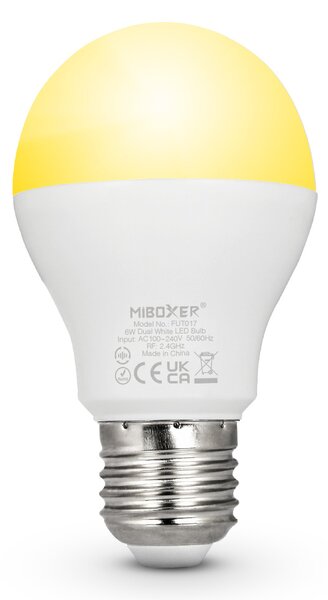 Miboxer LED stmívatelná žárovka E27, jas+CCT, 6W, 2.4GHz, FUT017