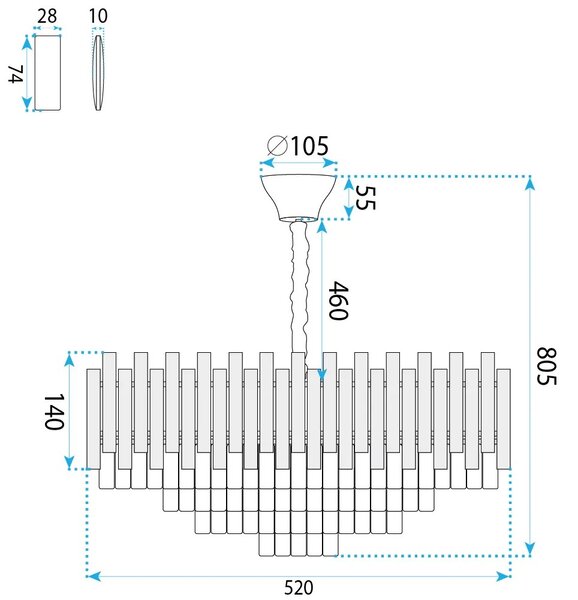 Toolight Křišťálové závěsné osvětlení SWE103-CP zlaté