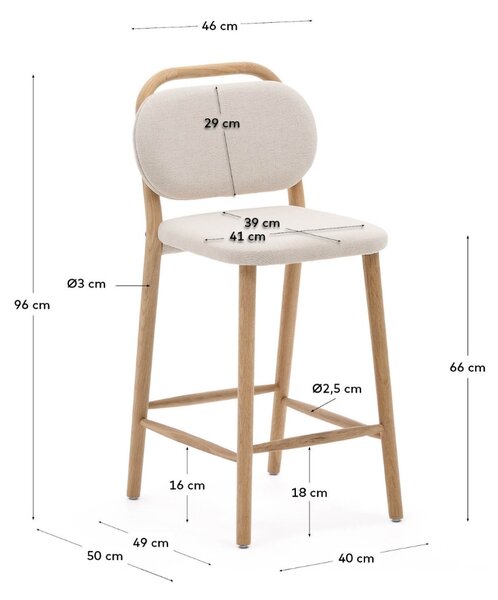 Béžová čalouněná barová židle Kave Home Helda 65 cm