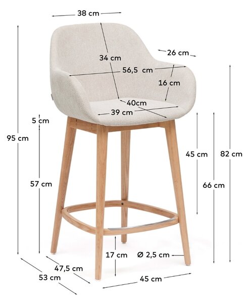 Béžová barová židle Kave Home Konna 65 cm