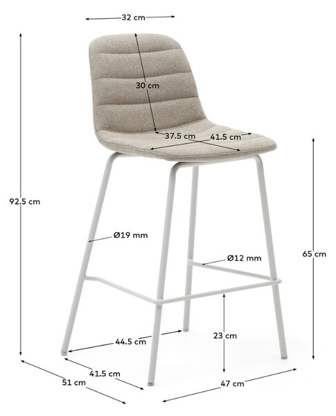 Béžová čalouněná barová židle Kave Home Zunilda 65 cm