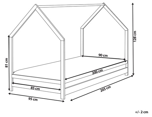 Dětská postel Domek Borovicové dřevo APPY 90 x 200 cm Světle hnědá
