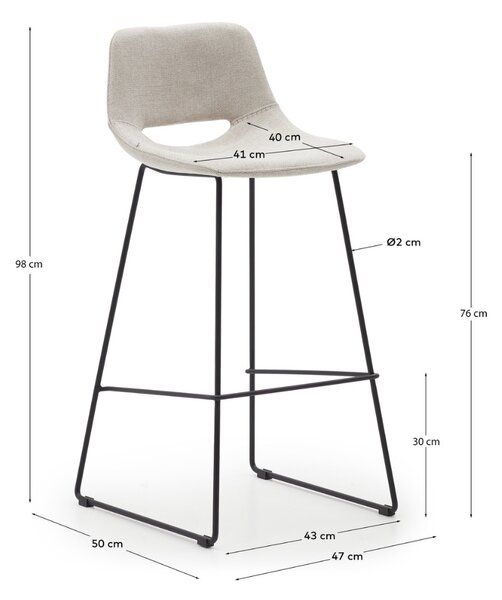 Béžová látková barová židle Kave Home Zahara 76 cm