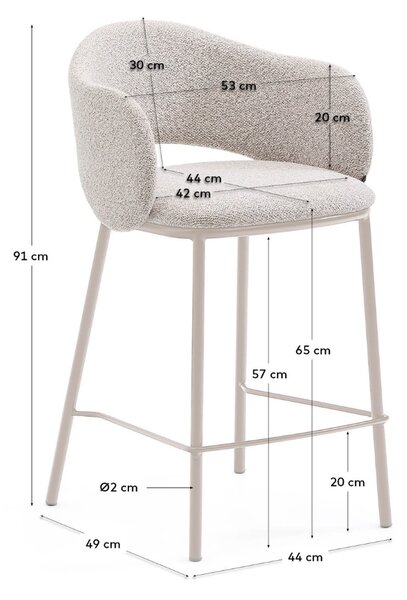 Béžová čalouněná barová židle Kave Home Maina 65 cm