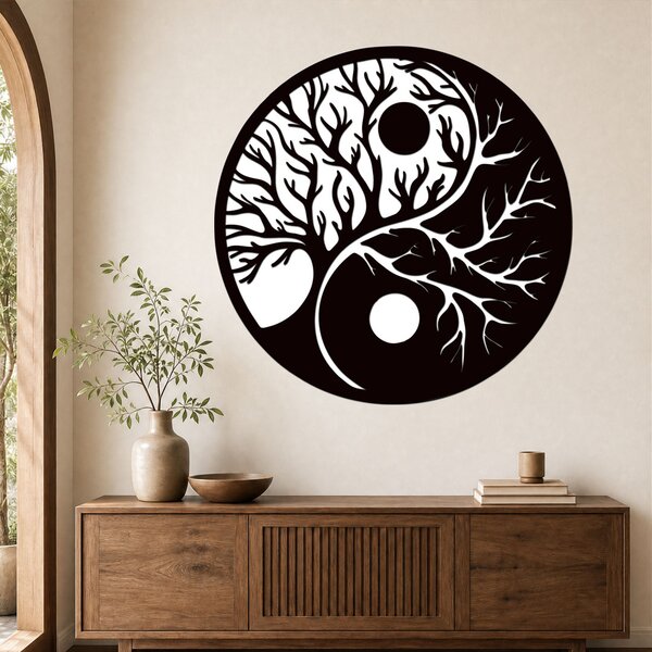2 dílný dřevěný strom YING YANG na stěnu Zvolte barvu dekoru: Ořech-Dub-zlatý | Rozměry Ø (cm): 40