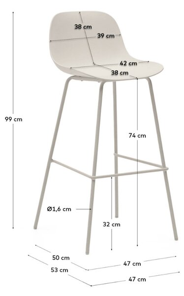 Kave Home Béžová plastová barová židle Altea 75 cm