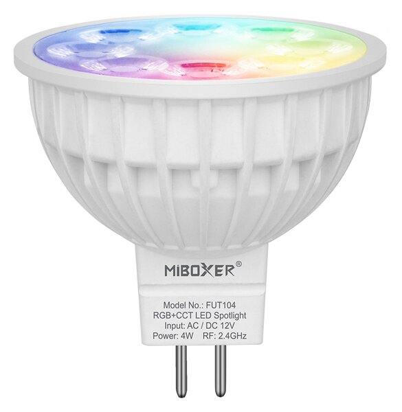 Miboxer LED stmívatelná žárovka MR16, RGB+CCT, 4W, 2.4GHz, FUT104
