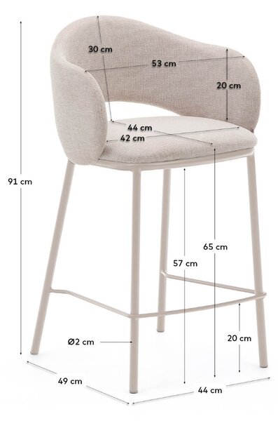 Béžová čalouněná barová židle Kave Home Maina II. 65 cm