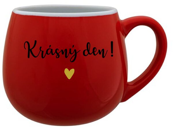 KRÁSNÝ DEN! - červený keramický hrníček 300 ml